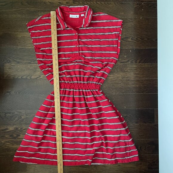 Lacoste Red Striped Cotton/Linen Blend Dress w/pockets-Size 36 (US 4) - Picture 10 of 15